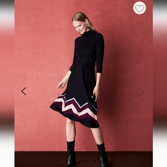 Vince Camuto Mock Neck knit Sweater Dress with Chevron pattern Small @D - Picture 12 of 12